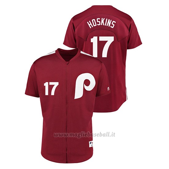 Maglia Baseball Uomo Philadelphia Phillies 17 Rhys Hoskins 1979 Saturday Night Special Autentico Rosso